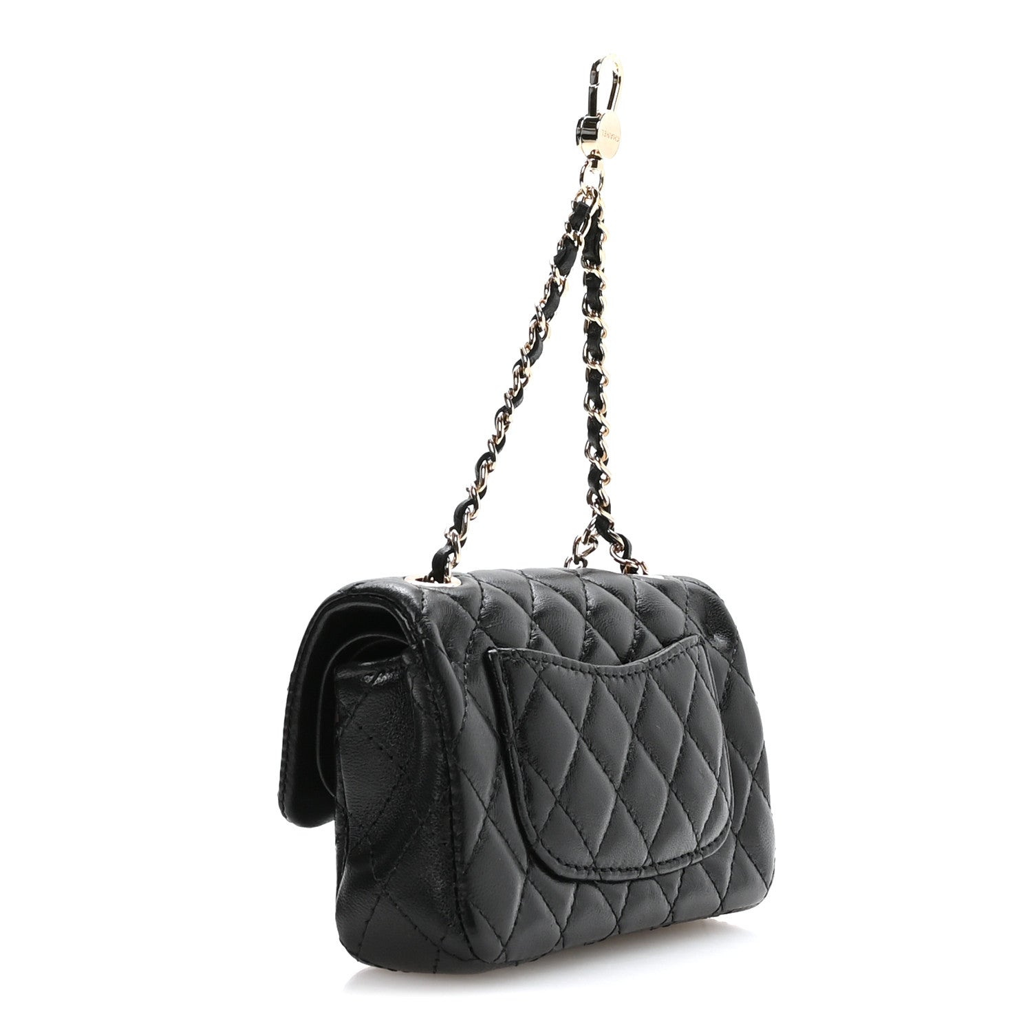 Chanel Lambskin Quilted Mini Flap Bag Charm With Hook Black 3 of 11