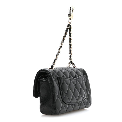 Chanel Lambskin Quilted Mini Flap Bag Charm With Hook Black 3 of 11