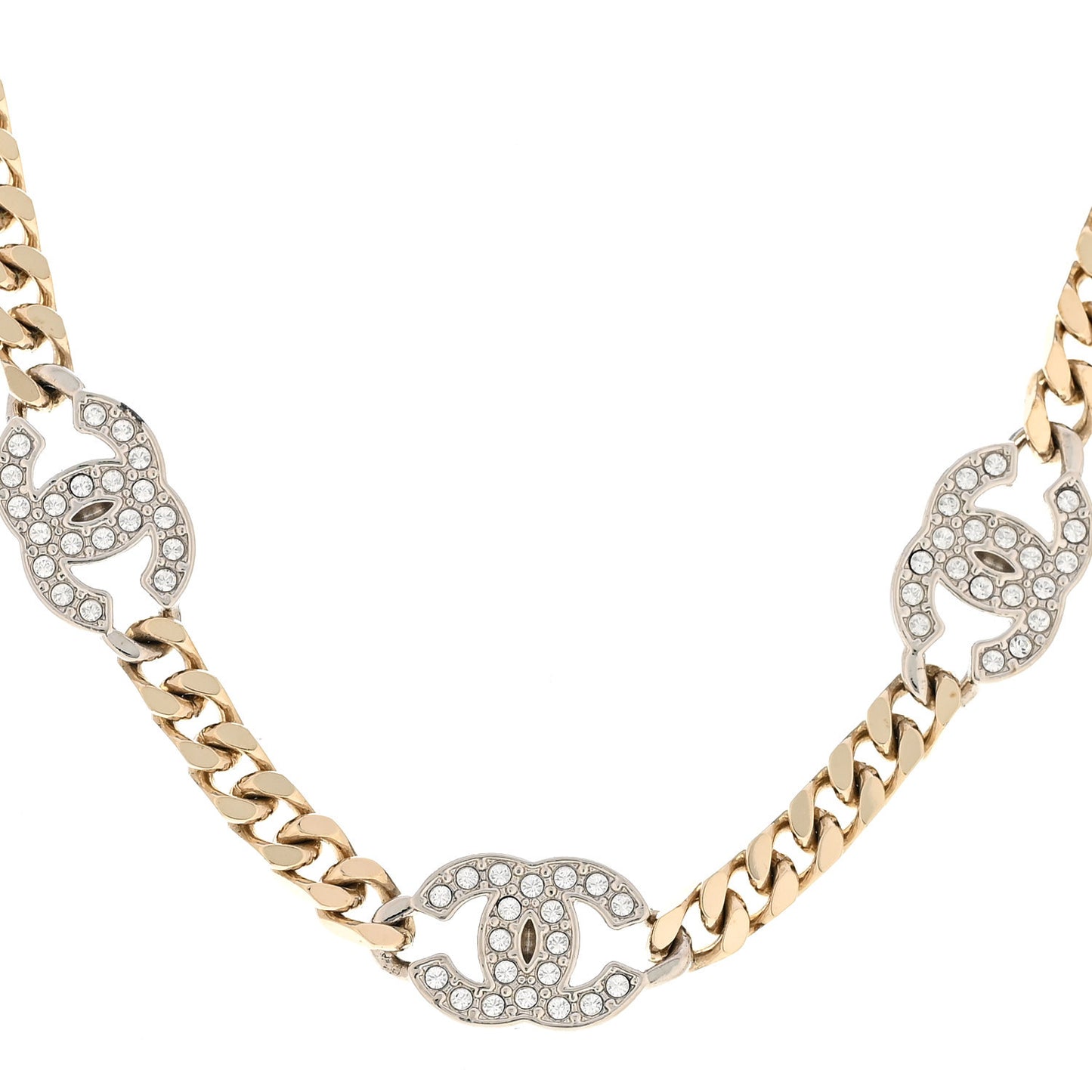Crystal Chain CC Link Choker Gold Silver