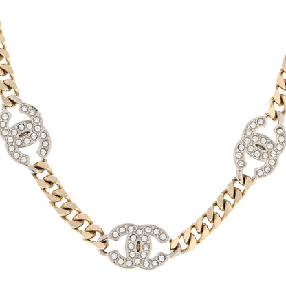 Chanel Crystal Chain CC Link Choker Gold Silver 6 of 7