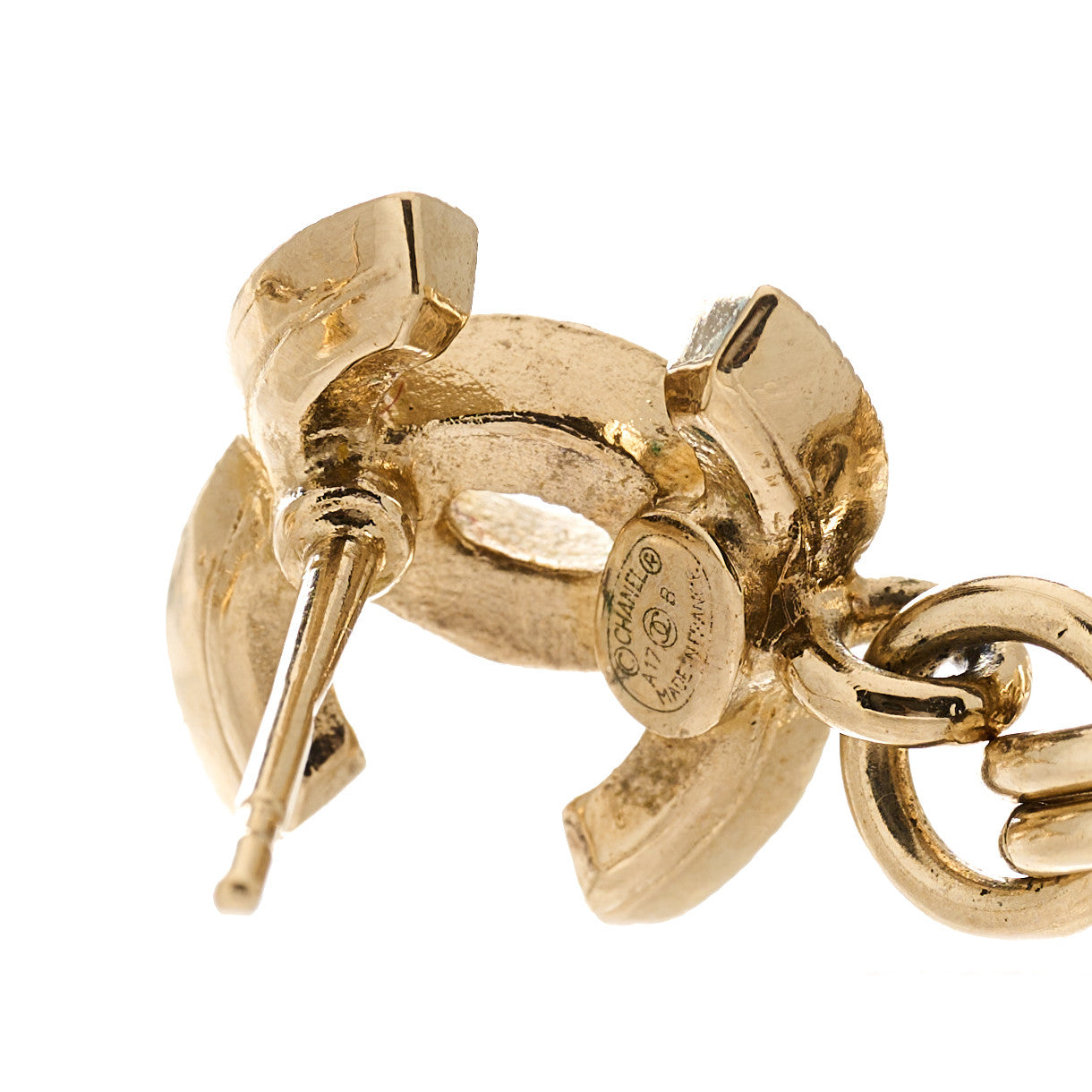 Chanel Metal Crystal CC Drop Earrings Gold 4 of 5
