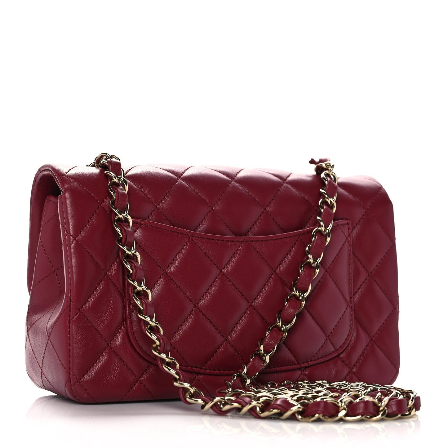 Lambskin Quilted Mini Rectangular Flap Burgundy