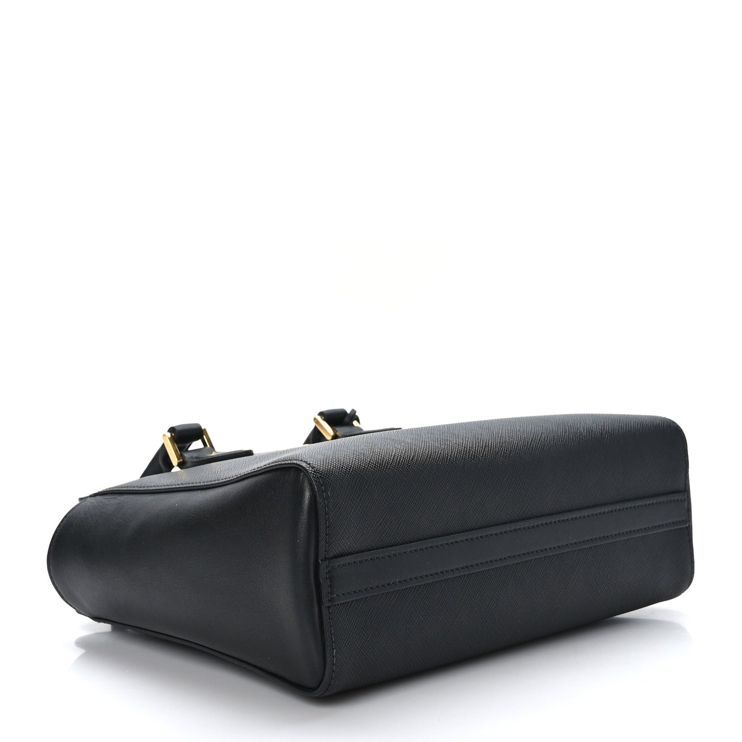Saffiano Soft Calfskin Small Zippered Tote Black