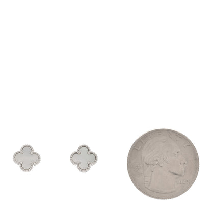 Van Cleef & Arpels 18K White Gold Mother of Pearl Sweet Alhambra Earrings 2 of 5