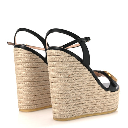 Gucci Nappa Matelasse GG Marmont Slingback Platform 45/130mm Espadrille Wedges 39 Black 5 of 11
