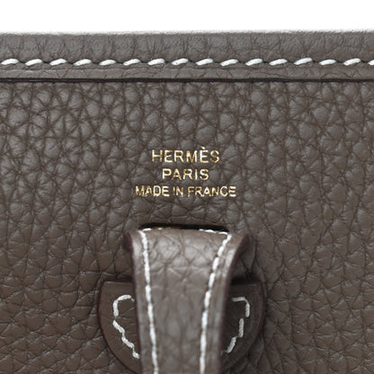 Hermes Taurillon Clemence Amazone Evelyne TPM Etoupe Bleu Indigo 8 of 9