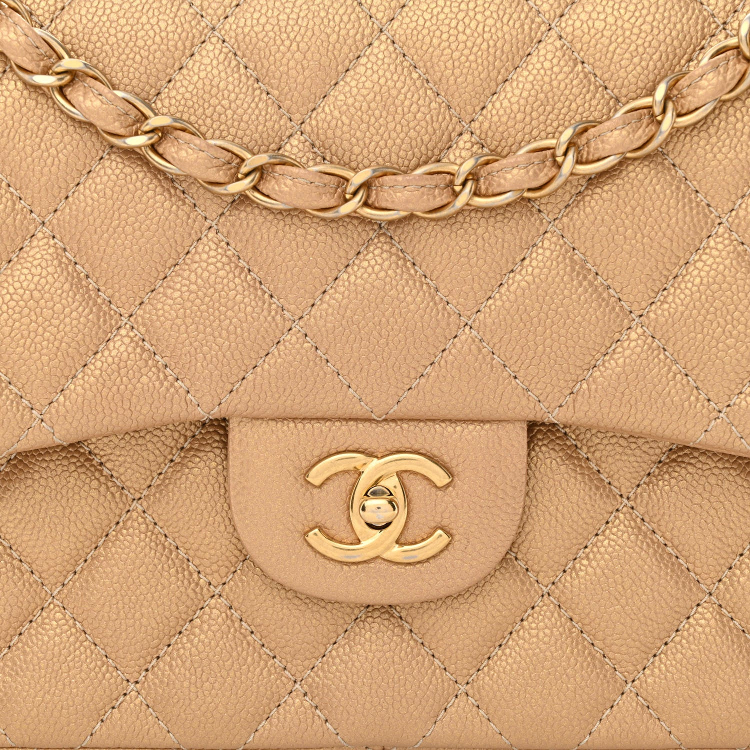 Chanel Pearly Caviar Quilted Jumbo Double Flap Gold 9 of 14