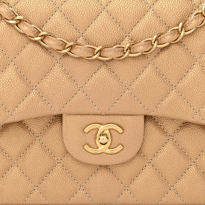 Chanel Pearly Caviar Quilted Jumbo Double Flap Gold 9 of 14