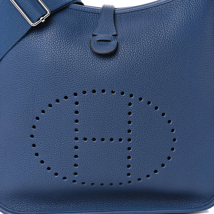 Hermes Taurillon Clemence Evelyne III PM Deep Bleu 9 of 10