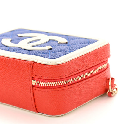 Chanel Caviar Quilted Filigree Vanity Clutch With Chain Blue White Red 10 of 10