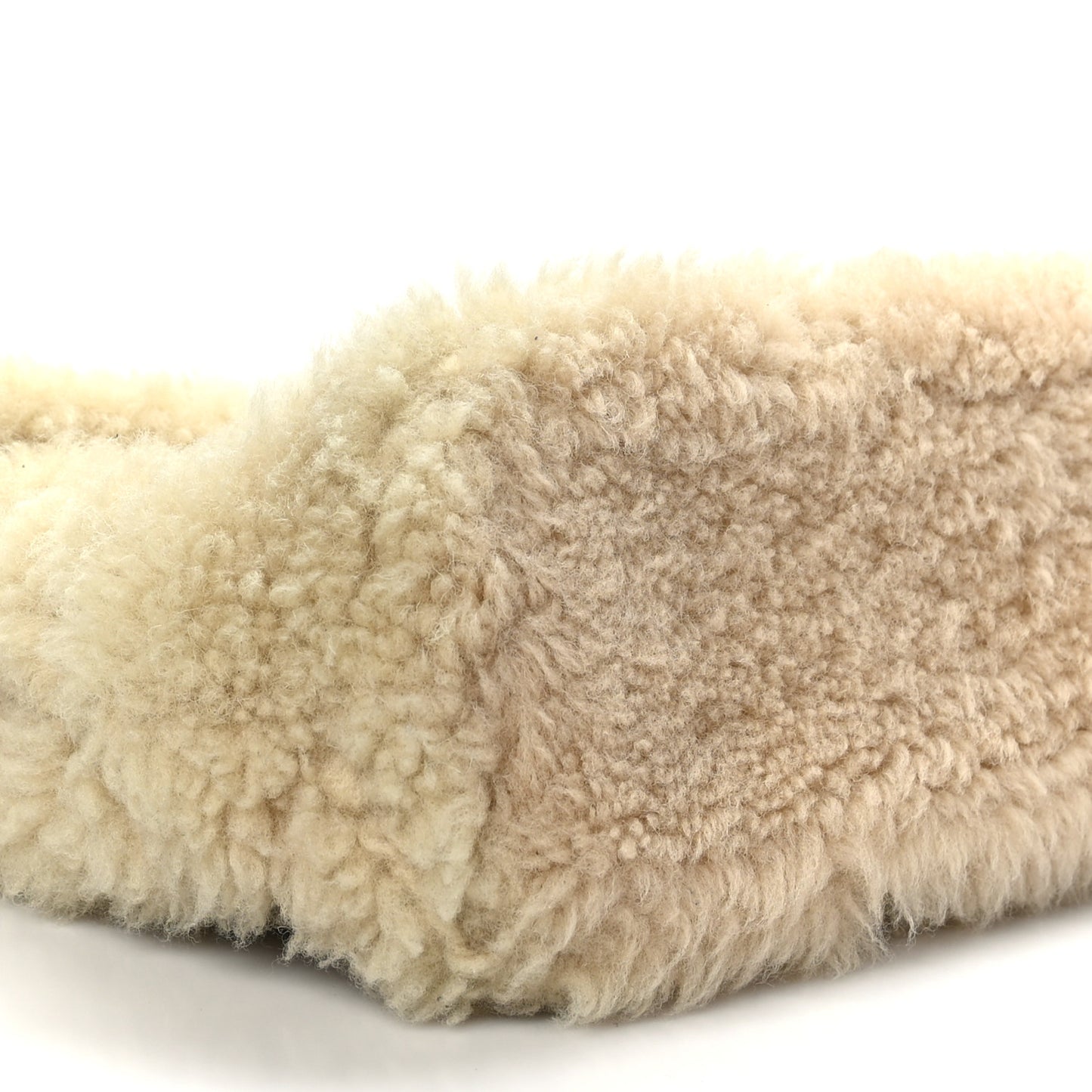 Shearling Lambskin Quilted Sade Puffer Envelope Clutch Natural Beige