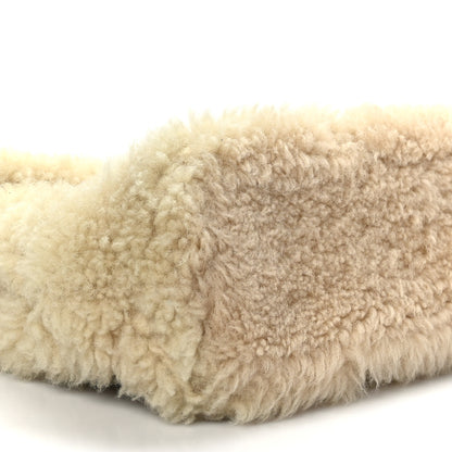 Saint Laurent Shearling Lambskin Quilted Sade Puffer Envelope Clutch Natural Beige 8 of 9