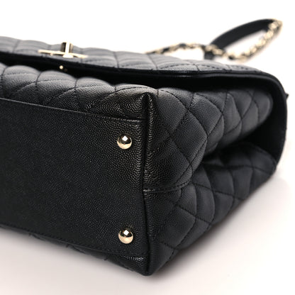 Chanel Caviar Lizard Embossed Quilted Small Coco Handle Flap Black 9 of 10