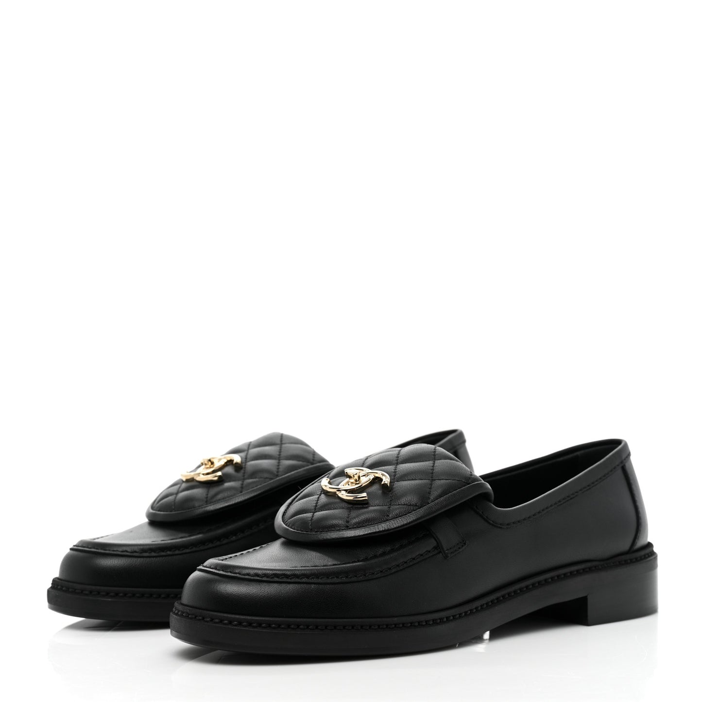 Lambskin Quilted CC Turnlock Loafers 39.5 Black