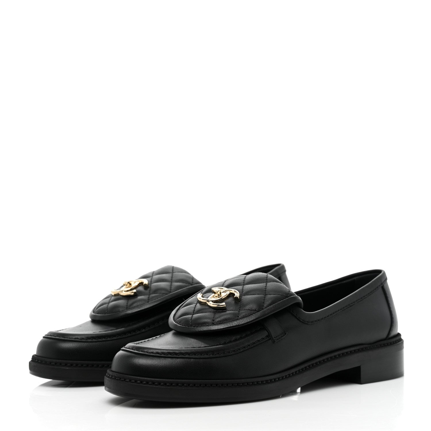 Chanel Lambskin Quilted CC Turnlock Loafers 39.5 Black 3 of 11