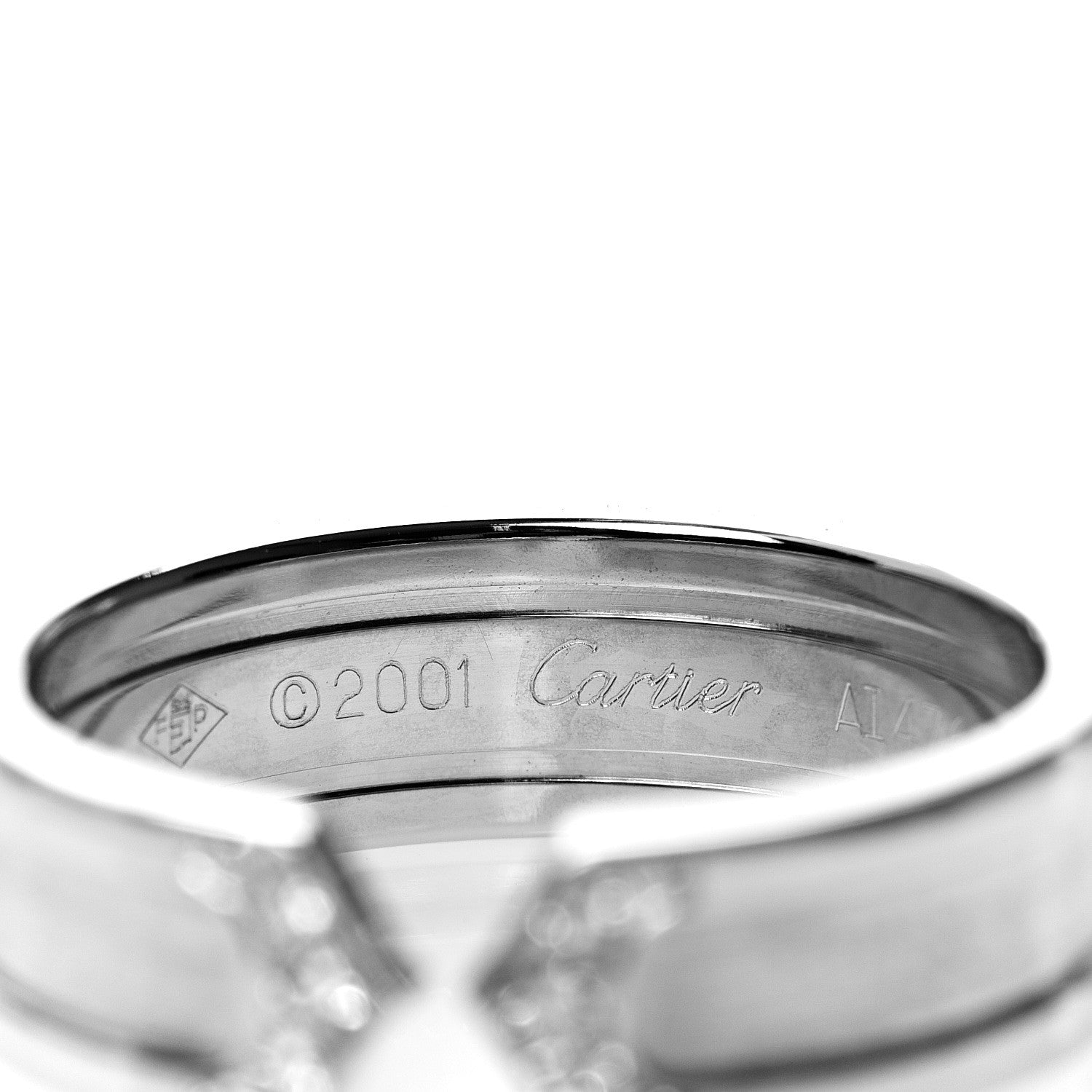 Cartier 18K White Gold Diamond 6.5mm Logo De Ring 59 8.75 3 of 4