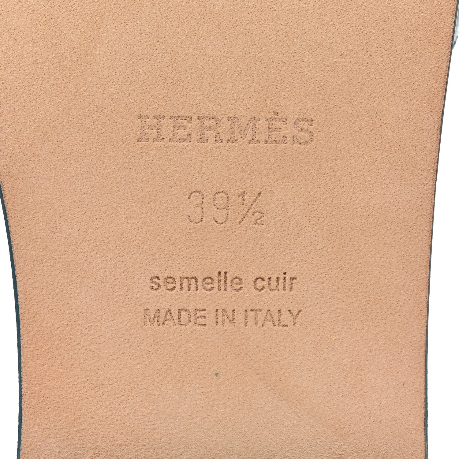 Hermes Calfskin Oran Sandals 39.5 Bleu Emeraude 8 of 9