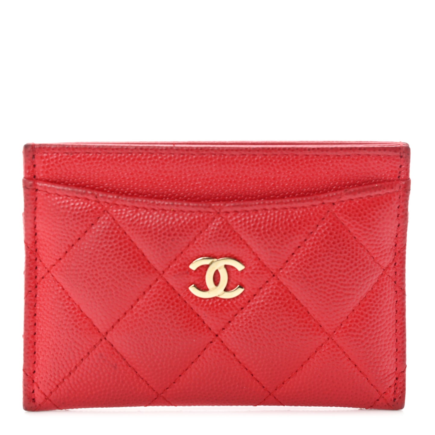 Caviar Quilted Card Holder Red