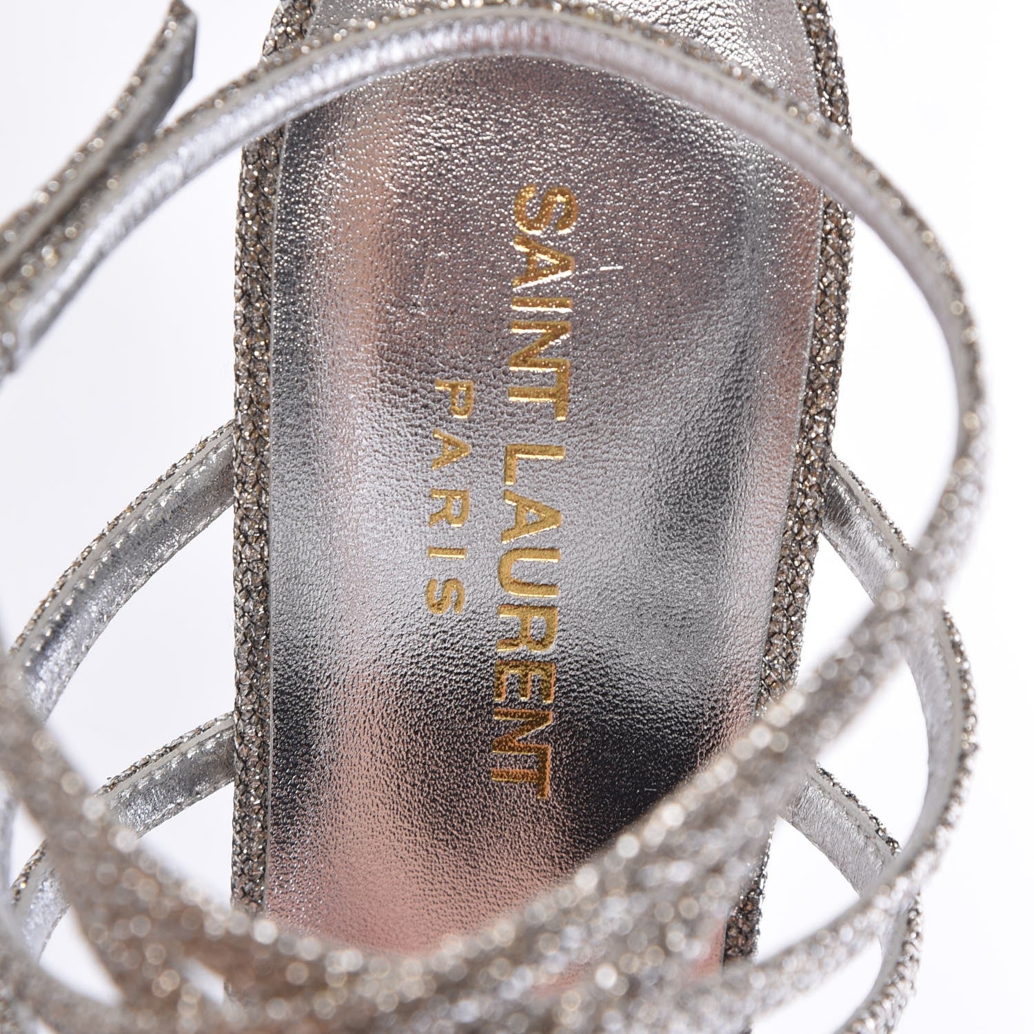 Saint Laurent Metallic Mesh Kate 80 Strap Sandals 39 Platino 7 of 8
