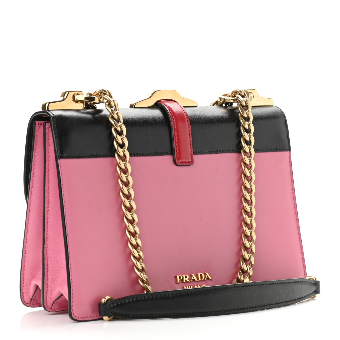 City Calfskin Prada Belle Shoulder Bag Pink Black Red
