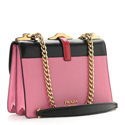 Prada City Calfskin Prada Belle Shoulder Bag Pink Black Red 3 of 13