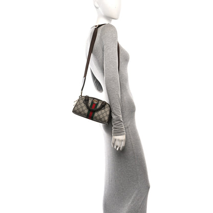Gucci GG Supreme Monogram Textured Dollar Calfskin Web Mini Ophidia Top Handle Bowler Bag Beige Ebony New Acero 2 of 11