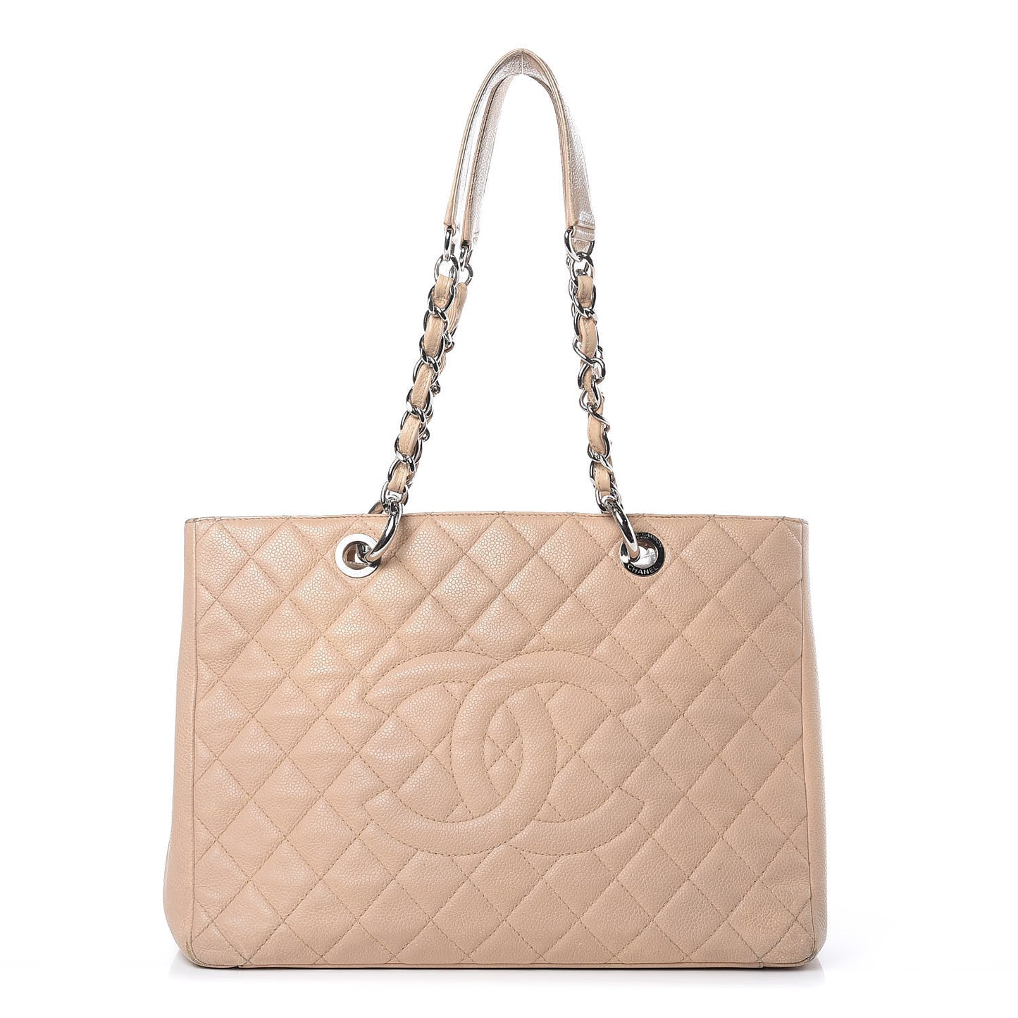 Caviar Quilted Grand Shopping Tote GST Beige Clair