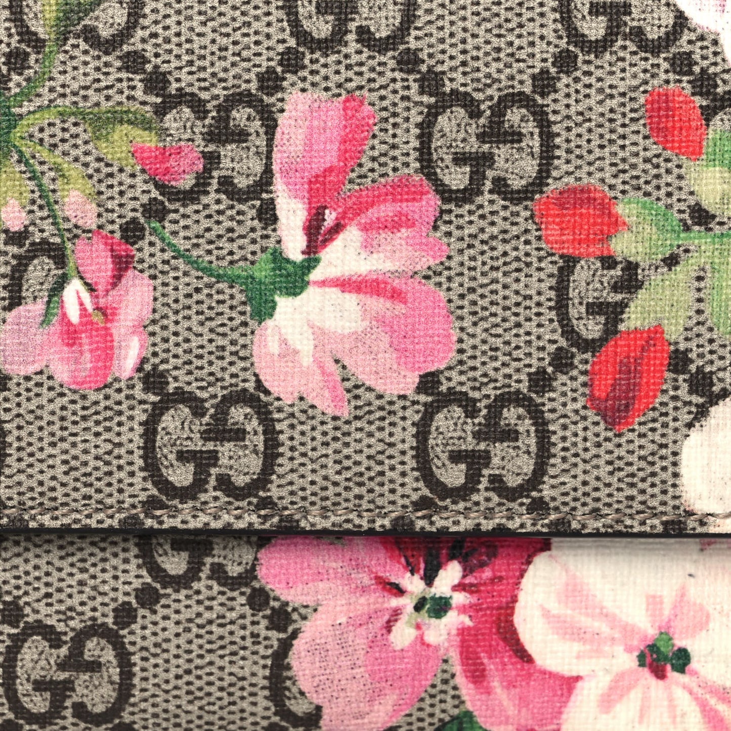 GG Supreme Monogram Blooms Continental Wallet Beige Multicolor Dry Rose