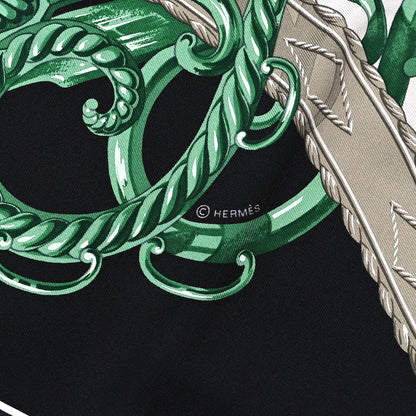 Hermes Silk Lift Profile Scarf 90 Vert Black Gris 3 of 4