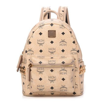 MCM Visetos Mini Side Stud Stark Backpack Beige 1 of 9
