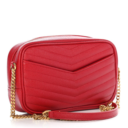 Saint Laurent Grain De Poudre Matelasse Monogram Mini Lou Camera Bag Eros Red 4 of 10