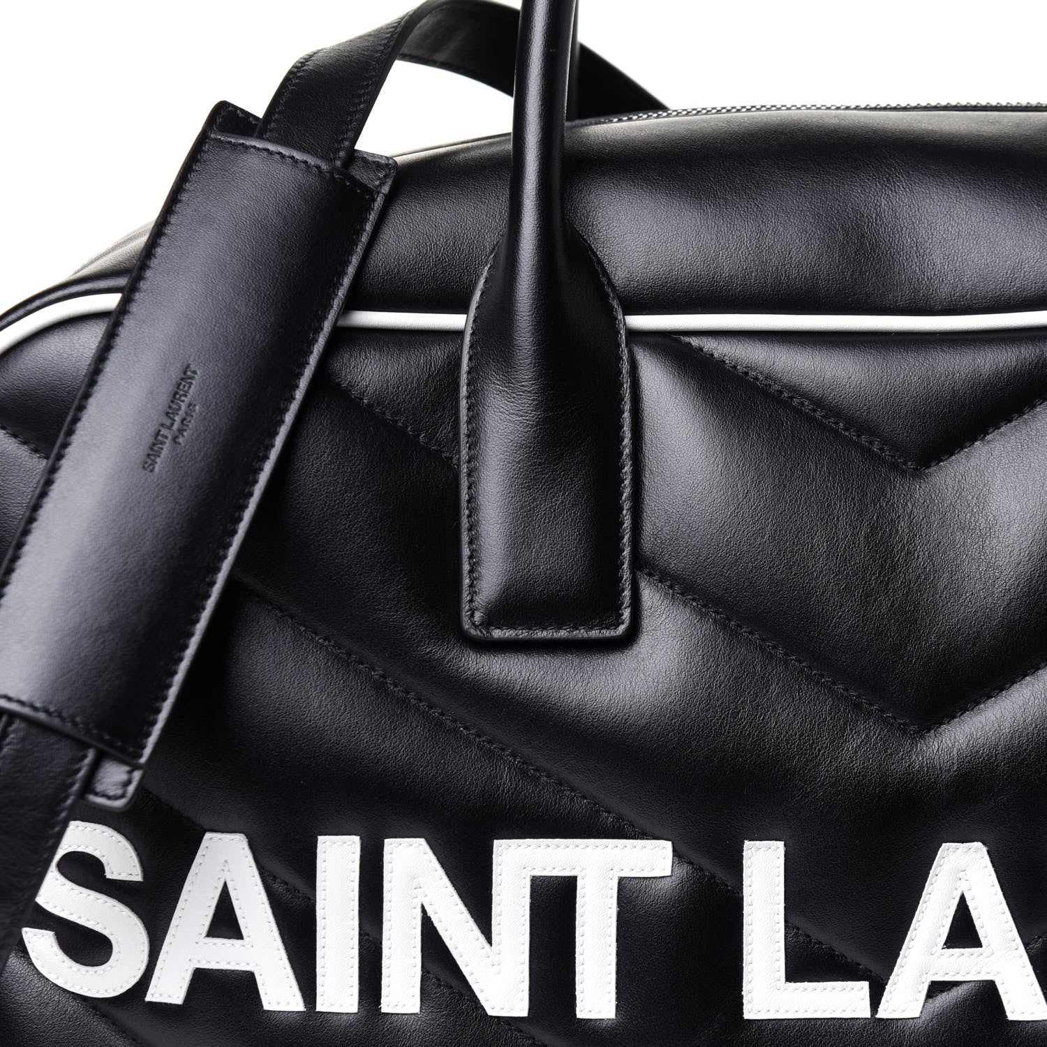 Saint Laurent Calfskin Medium Miles Logo Bowler Duffel Bag Black 8 of 12