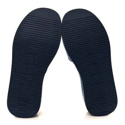 Fendi Denim Sea Garden Logo Sunshine Flatform Slide Sandals 40 Blue Medium Dark Blue 6 of 11