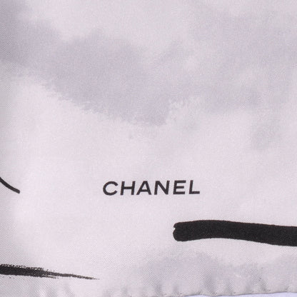 Chanel Silk Rue Cambon Staircase CC Square Scarf Black White 3 of 5