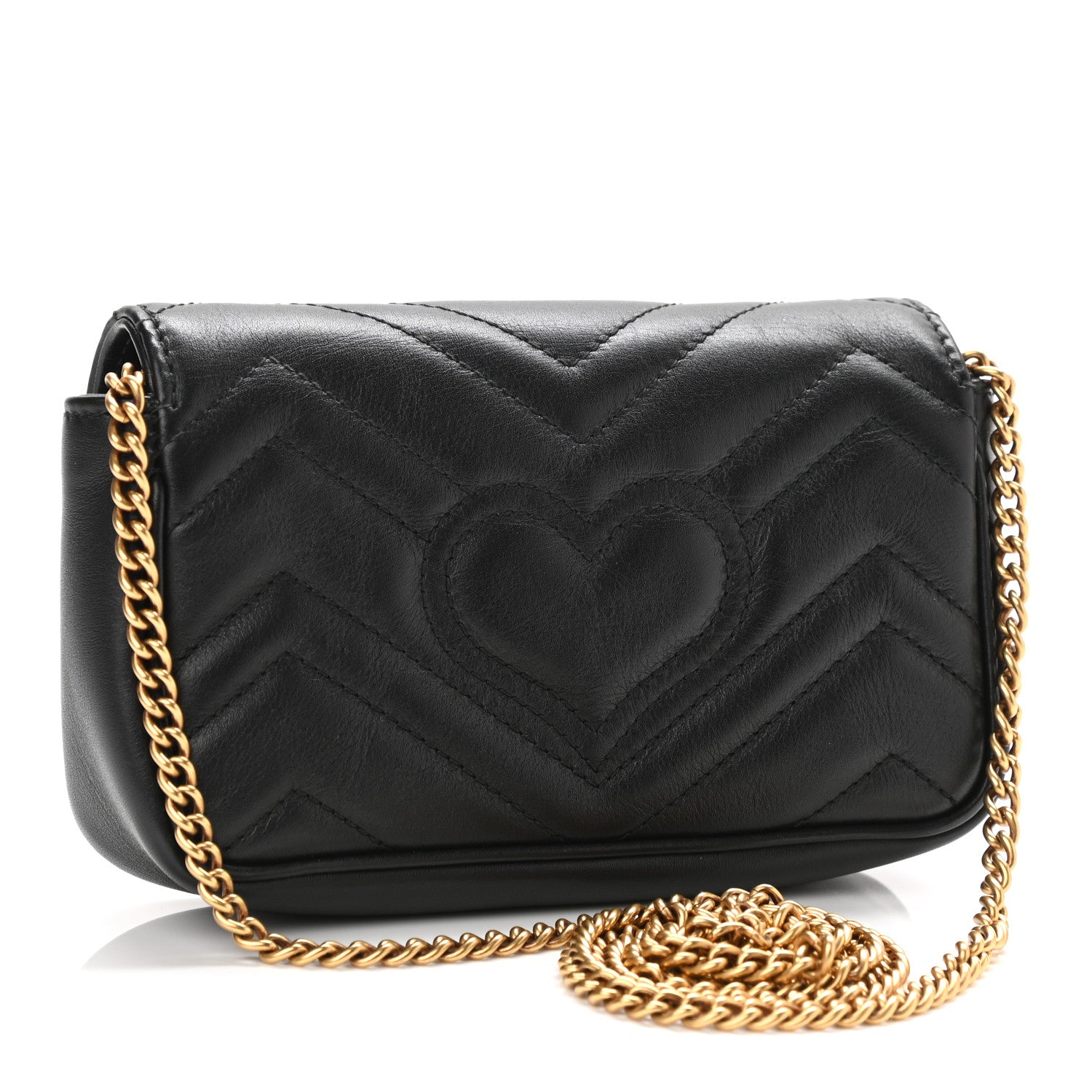 Gucci Calfskin Matelasse Super Mini GG Marmont Shoulder Bag Black 3 of 10