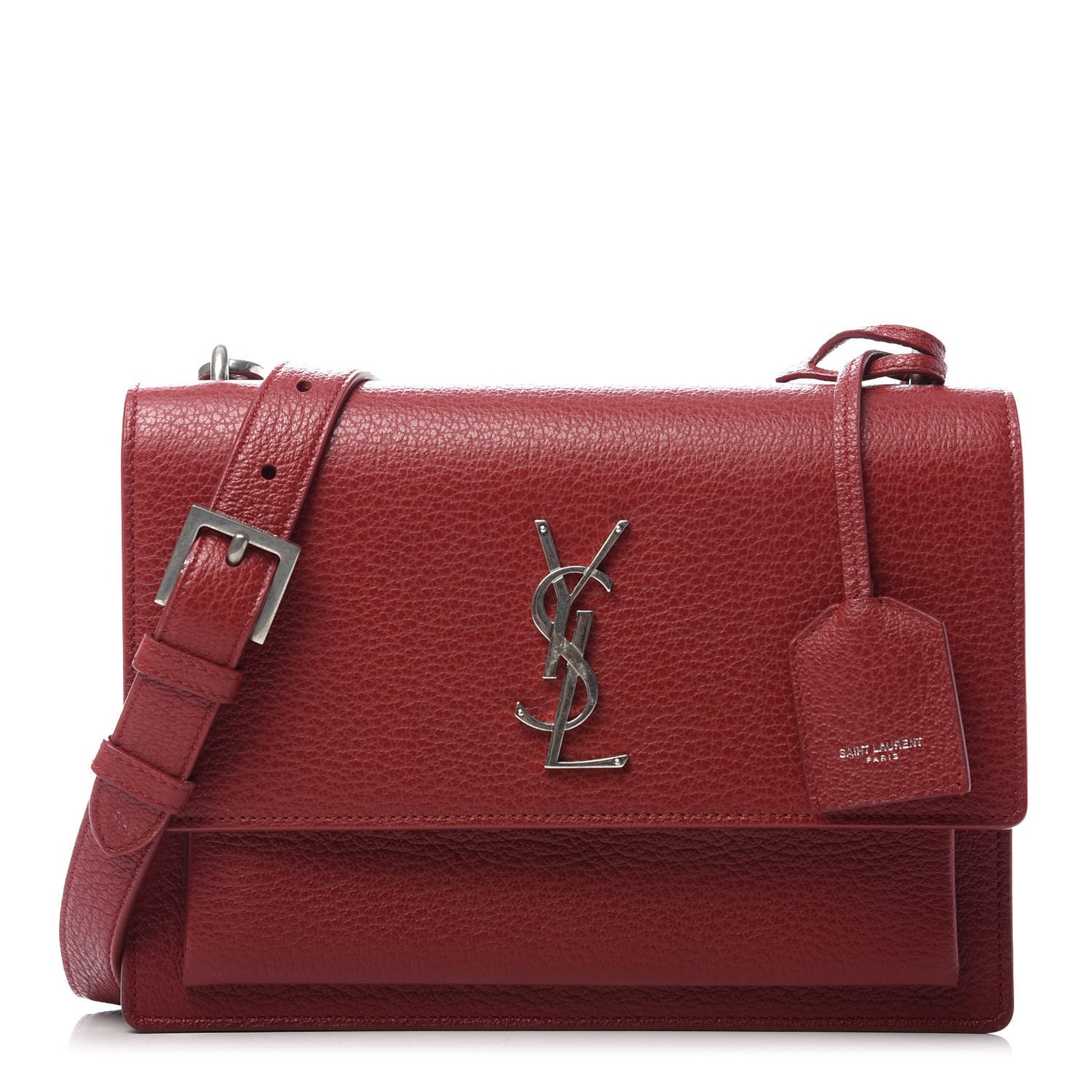 Grained Calfskin Medium Monogram Sunset Satchel Red