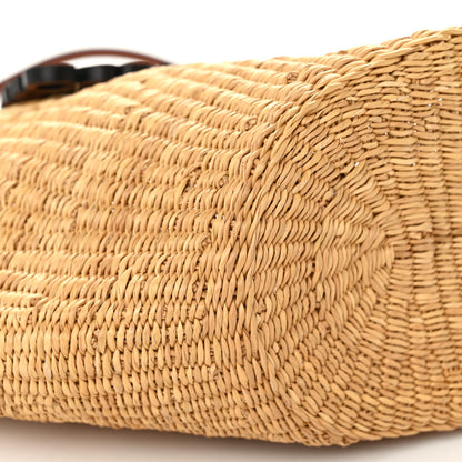 Loewe Calfskin Raffia Paulas Ibiza Small Shell Basket Tote Bag Natural Tan 9 of 10