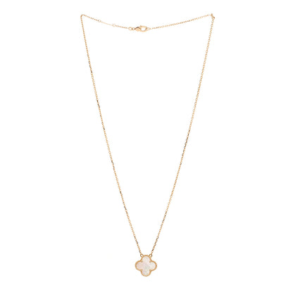 Van Cleef & Arpels 18K Yellow Gold Mother of Pearl Vintage Alhambra Pendant Necklace 2 of 5