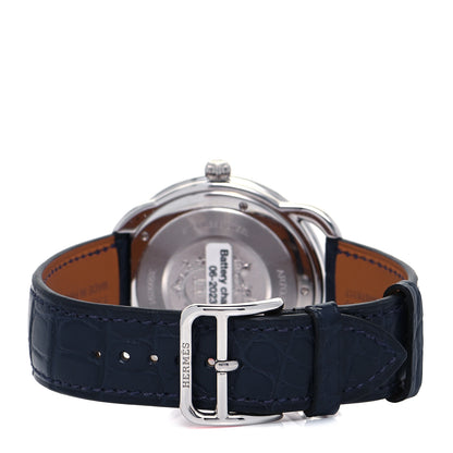 Hermes Stainless Steel Alligator 40mm Arceau Quartz Watch Bleu Abysse 3 of 5