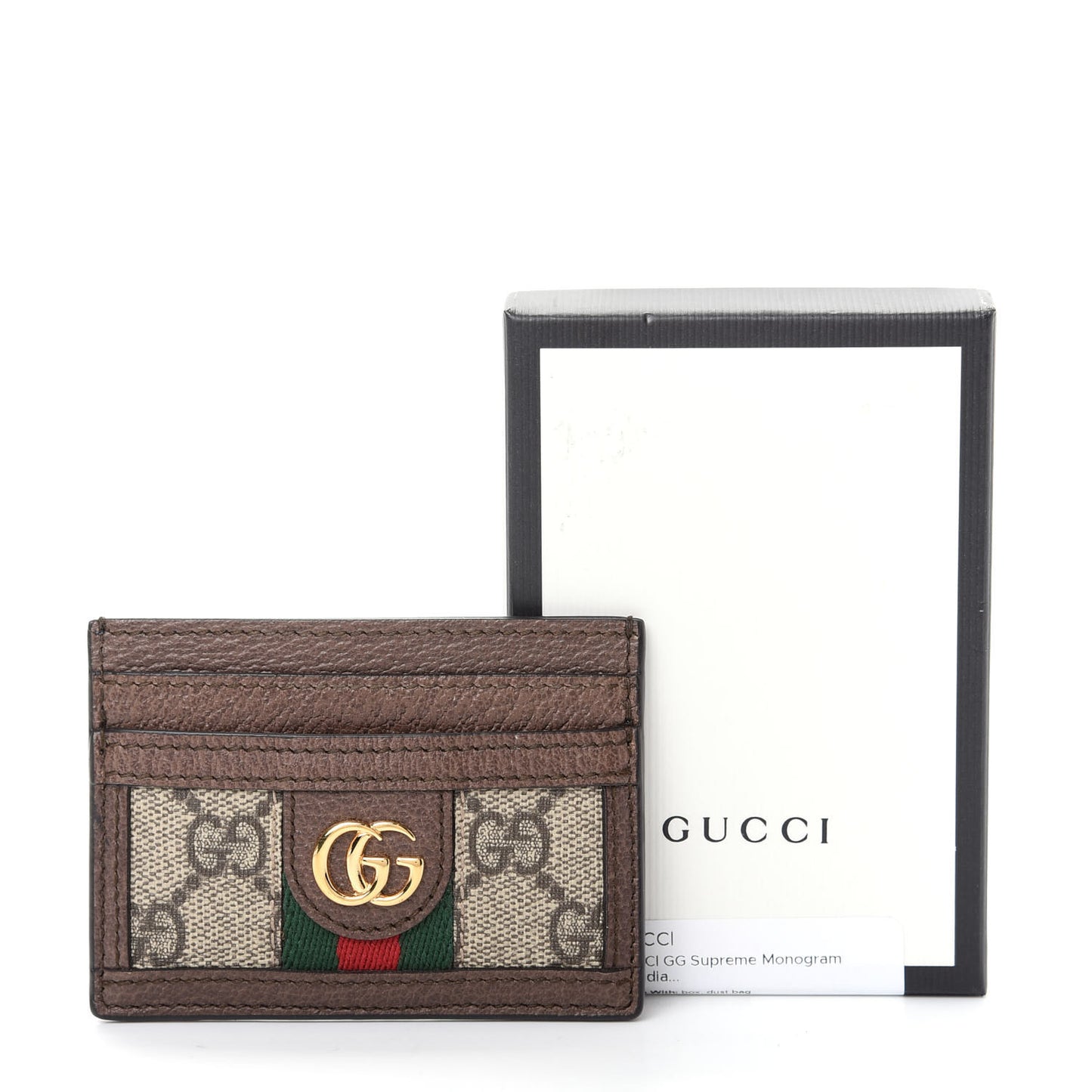 GG Supreme Monogram Ophidia Card Holder Brown