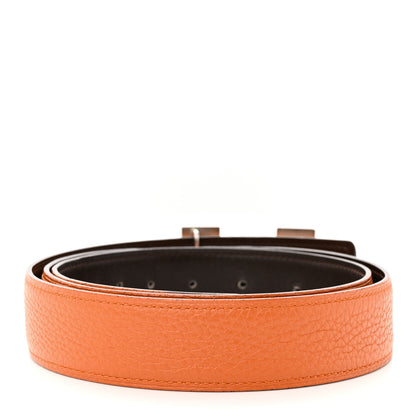 Hermes Togo Box 32mm H Belt 85 34 Orange Chocolate 3 of 17