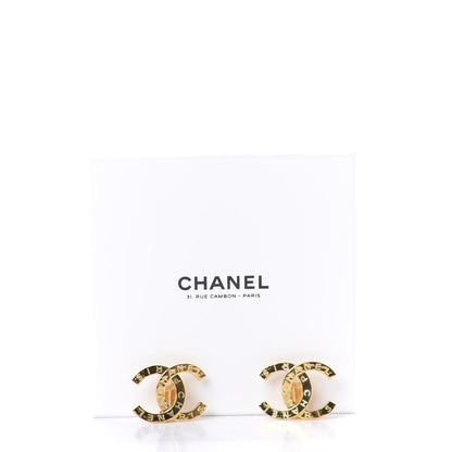 Chanel Metal CC Paris Button Clip On Earrings Gold 5 of 5