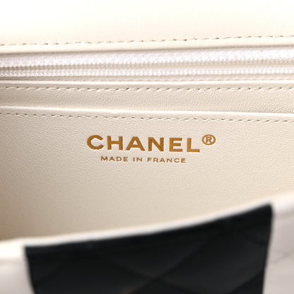Chanel Lambskin Quilted Mini Rectangular Flap White Black 6 of 10