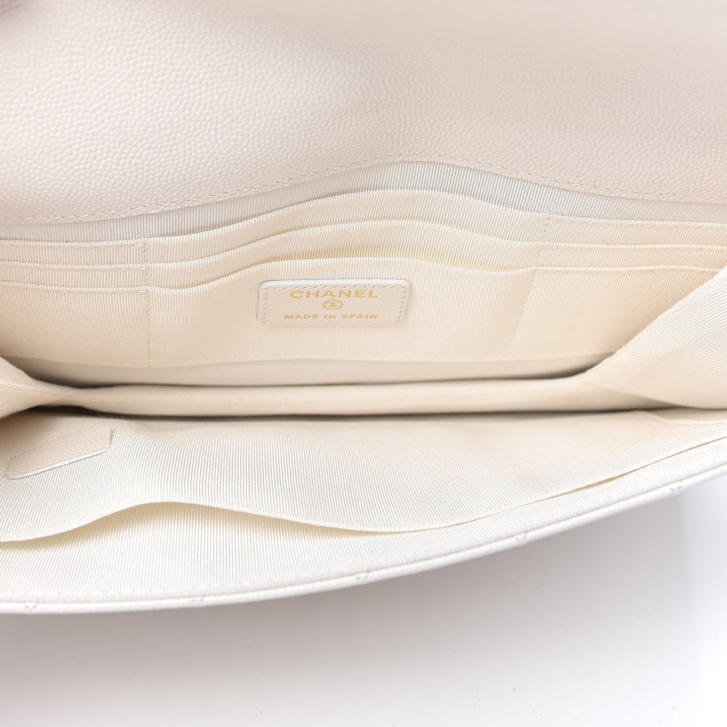 Caviar Quilted Square Flap Clutch White