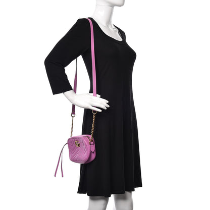 Gucci Calfskin Matelasse Mini GG Marmont Chain Shoulder Bag Candy Mousse 2 of 12