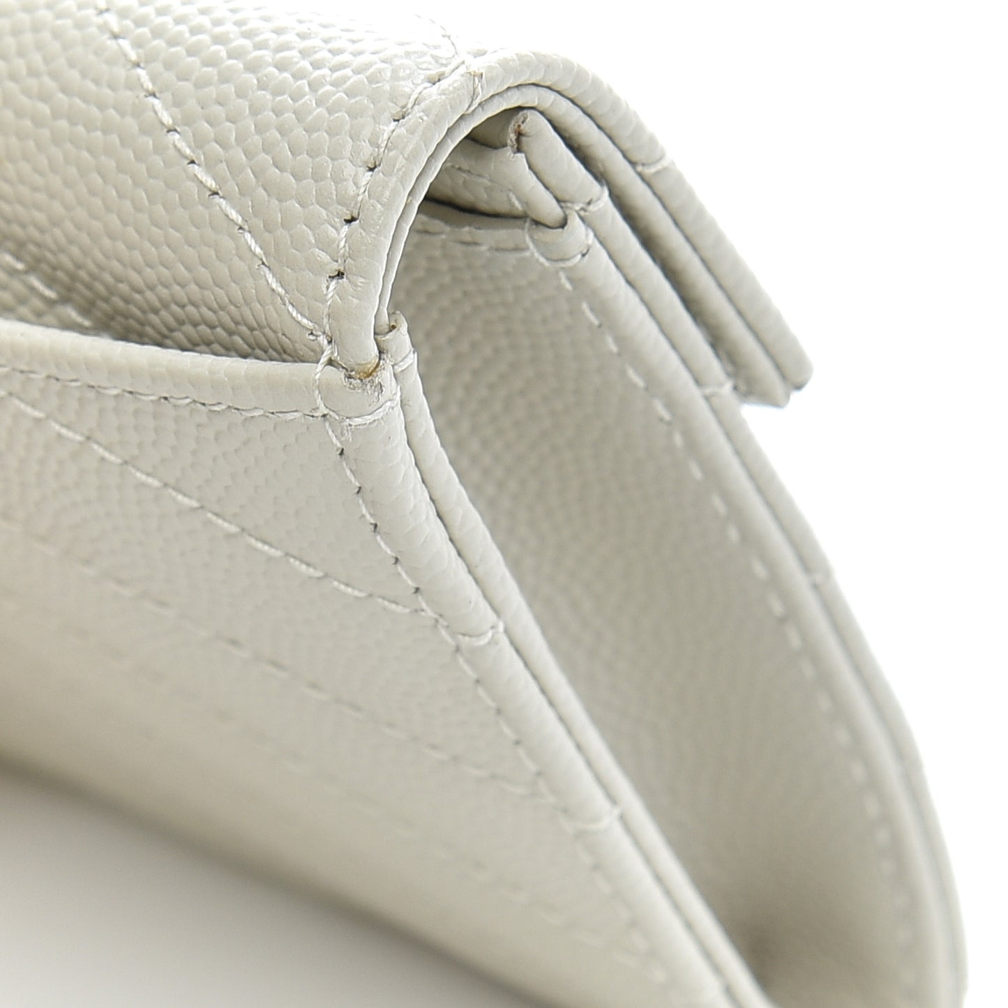 Grain De Poudre Matelasse Chevron Small Monogram Envelope Wallet Crema Soft