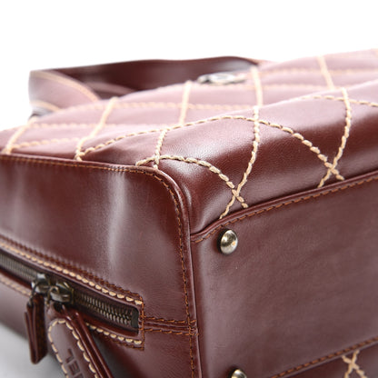 Chanel Calfskin Contrast Stitch Surpique Bowler Brown 9 of 14