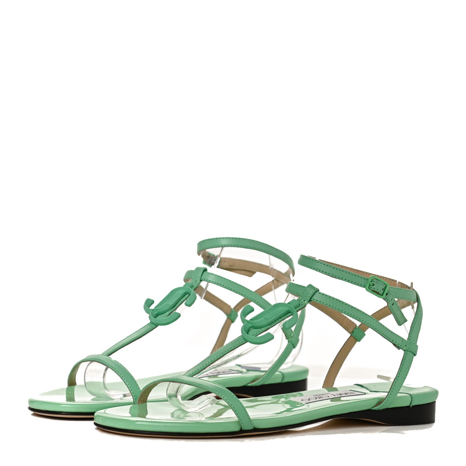 Jimmy Choo Nappa Patent Alodie Flat Sandals 39 Miami Mint 3 of 12
