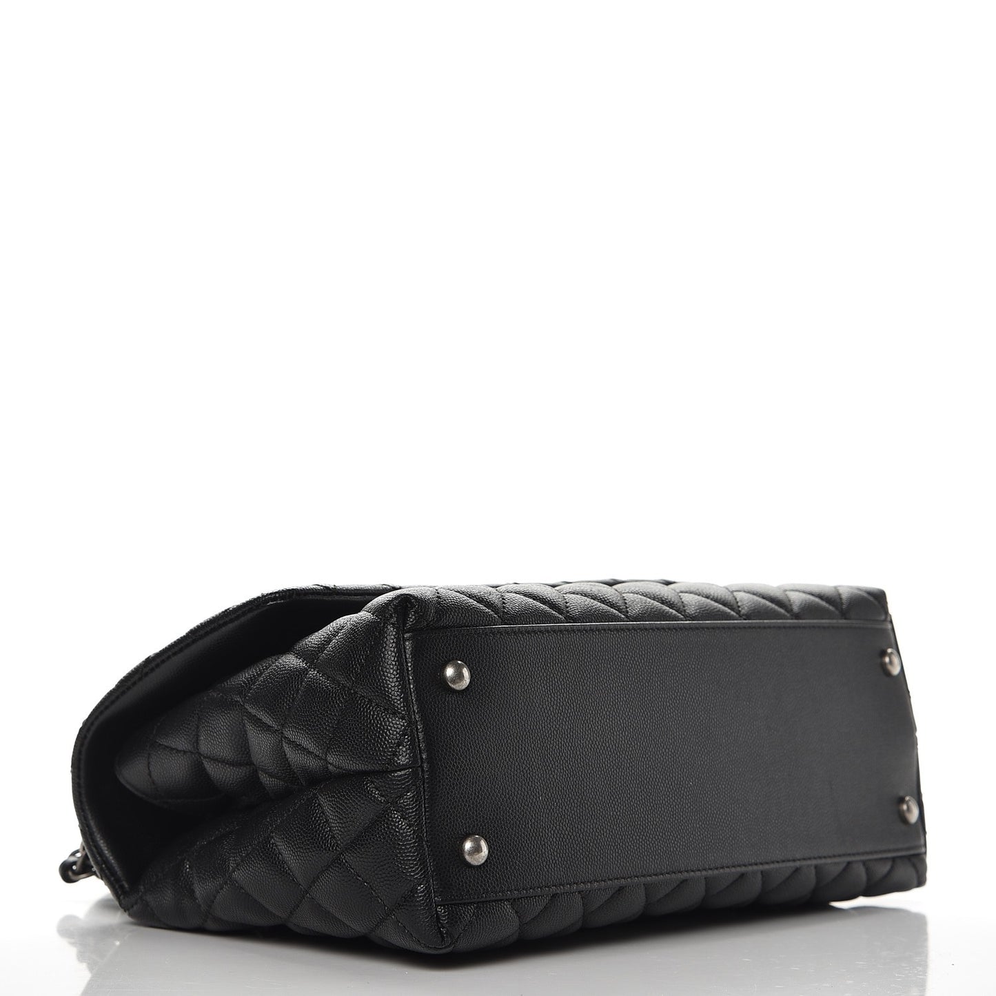 Caviar Lizard Quilted Small Coco Handle Flap Black