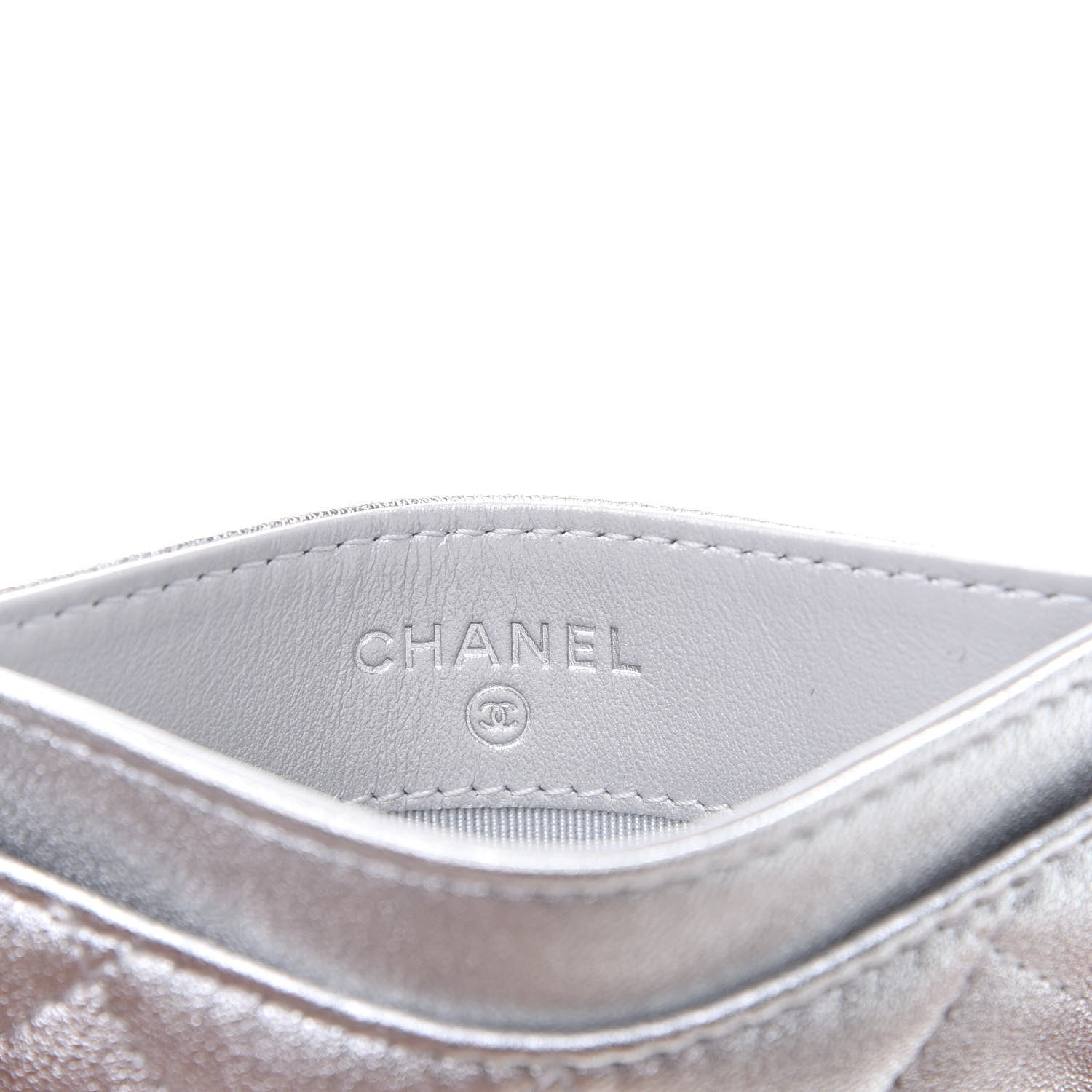 Chanel Metallic Lambskin Quilted Card Holder Silver 8 of 11